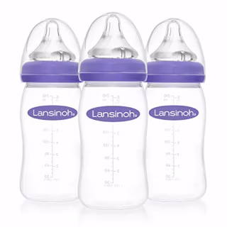 Lansinoh Baby Bottles for Breastfeeding Babies, 8 Ounces, 3 Count
