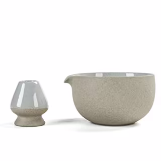 Teanagoo Japanese Natural Rock Texture Matcha Bowl and Whisk Holder