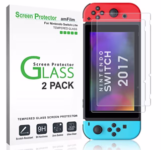AmFilm Tempered Glass Screen Protector for Nintendo Switch 2017 (2-Pack)