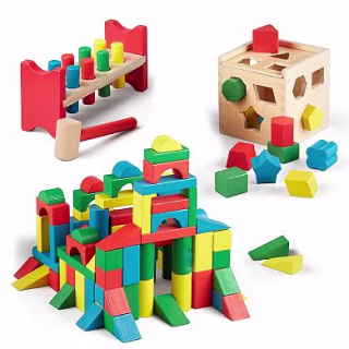 Stack, Sort & Pound Wooden Toy Collection