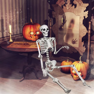 5.4ft Halloween Skeleton Life Size Full Body Hanging w/ Movable Joints