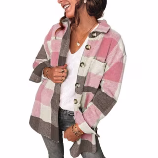 Fantaslook Womens Plaid Shirts Flannel Shacket Jacket