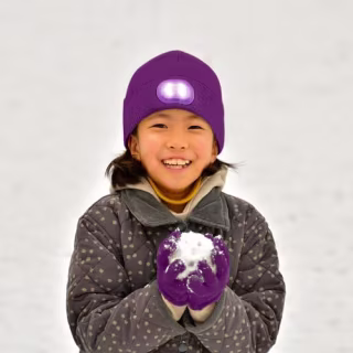 Head Lightz Beanie and Glove Set with Charger (Purple)