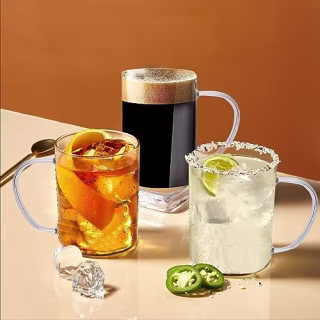 BOQO 16oz Glass Coffee Cups Set of 6