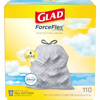 Glad ForceFlex Tall Kitchen Drawstring Trash Bags