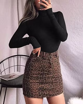 MANGOPOP Women's Mock Turtleneck
