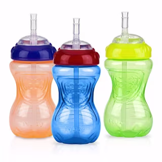 Nuby No-Spill Cup with Flex Straw, 10 Ounce (Pack of 3)