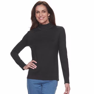 Women's Croft & Barrow® Essential Long-Sleeve Mockneck Top