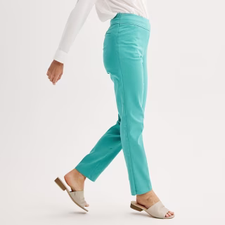 Effortless Stretch Pull-On Straight-Leg Pants