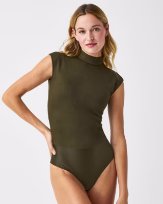 Spanx Faux Suede Mock Neck Bodysuit