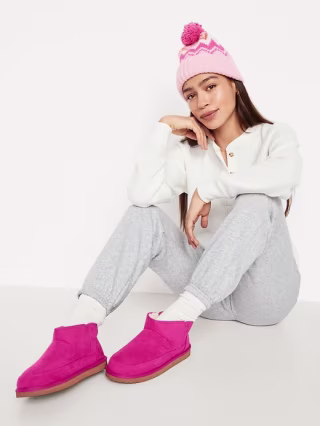 Old Navy Faux Suede Sherpa-Lined Slippers