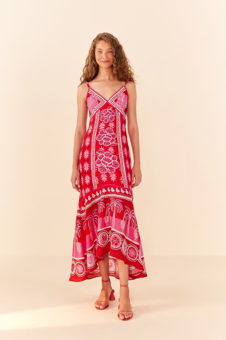 Farm Rio Red Summer Sunrise Maxi Dress