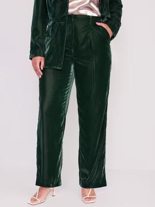 Old Navy Extra High-Waisted Pleated Taylor Trouser Velvet Pants for Women