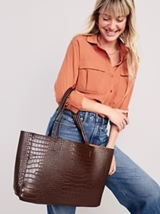 Old Navy Faux Leather Tote Bag 