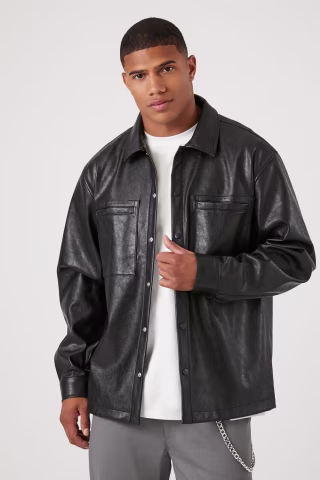 Faux Leather Pocket Shirt
