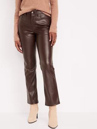 Old Navy High-Waisted Faux-Leather Boot-Cut Ankle Pants for Women