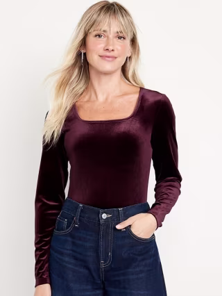 Old Navy Fitted Square-Neck Velvet Top for Women