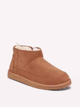 Faux Suede Sherpa-Lined Slippers for Women
