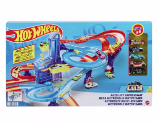 Mattel Hot Wheels Auto Lift Expressway Track and Toy Cars Playset