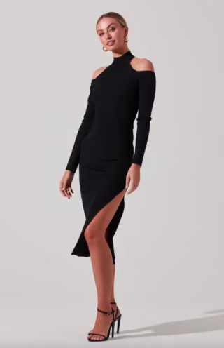 Isara Sweater Choker Cutout Midi Dress