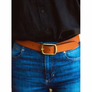 Women's Reversible Casual Center Bar Buckle Belt