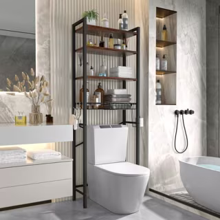 Kalrin Over The Toilet Storage Shelf, 4-Tier Wooden Bathroom Organizer