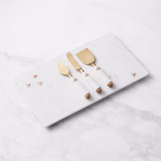 Williams Sonoma Marble Honeycomb Cheese Board with Cheese Knives