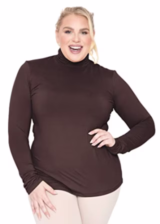 Women's Plus Size Long Sleeve Turtleneck Top