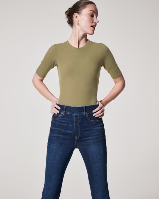 Suit Yourself Ribbed Crew Neck Short Sleeve Bodysuit