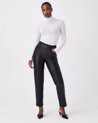 Leather-Like Straight Leg Pant