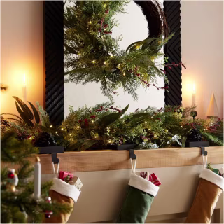 Pre-Lit Faux Mixed Pine & Pepperberry Wreath & Garland