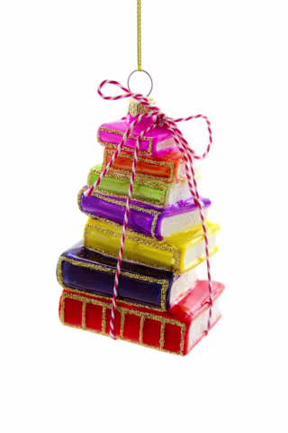 Fritz & Fräulein Stacked Tomes Glass Ornament