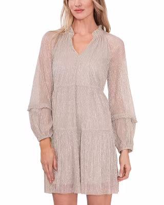 V Neck Sparkle Babydoll Dress