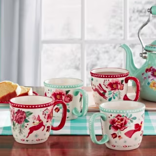 The Pioneer Woman Festive Forest Stoneware Mugs (Set of 4)