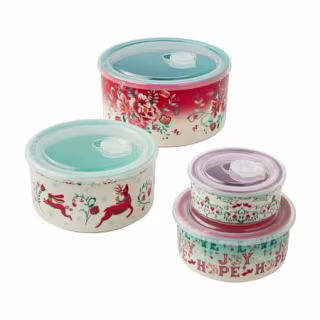 The Pioneer Woman Merry Meadows 8-Piece Ceramic Bake & Store Nesting Bowls Set