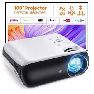 Happrun 100-Inch Screen Bluetooth Projector