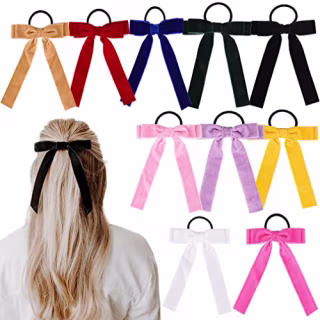 Velvet Bow Hair Ties (Set of 10)