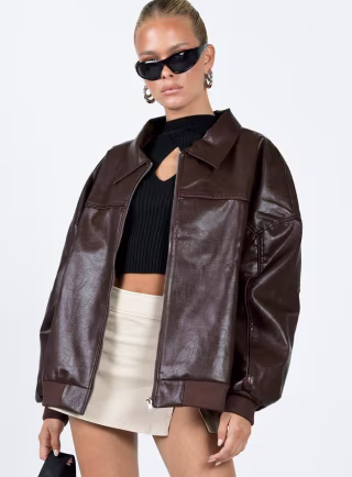 Faux Leather Bomber Jacket