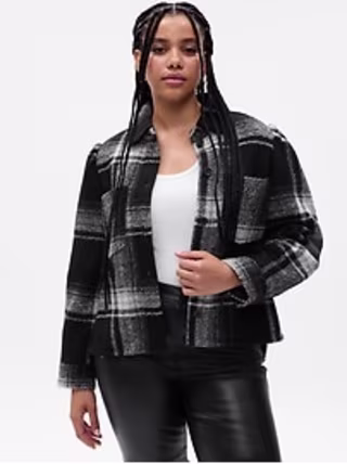 Cropped Wool Shirt Jacket