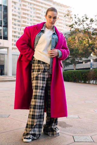 Plus Size Check Leg Pants