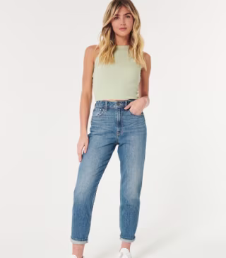 Ultra High-Rise Dark Wash Mom Jeans