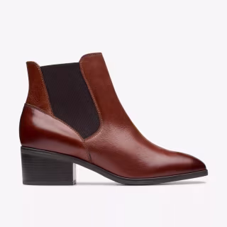 Clarks Amser West Dark Tan Leather Boots