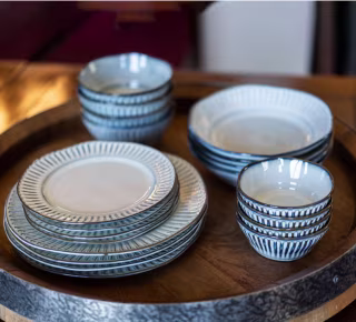 dinnerware set from pottery barn for 20 year anniversary gift