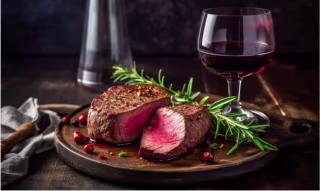 Eagle Rock Beef Valentine's Day box with filet mignon and rosemary on a plate