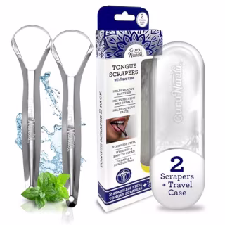 GuruNanda Stainless Steel Tongue Scraper