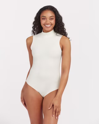 Suit Yourself Ribbed Mock Neck Sleeveless Bodysuit