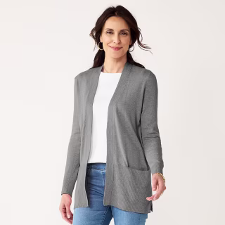 Classic Ribbed Open-Front Cardigan