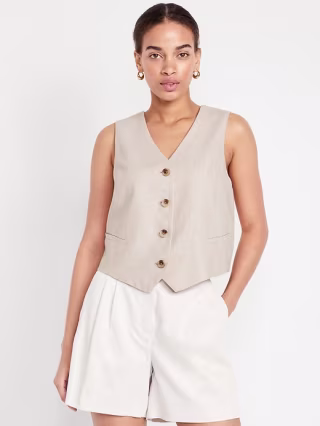 Linen-Blend Vest