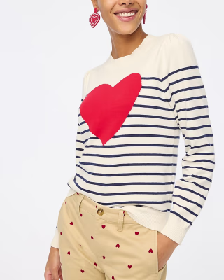 Puff-sleeve heart sweater