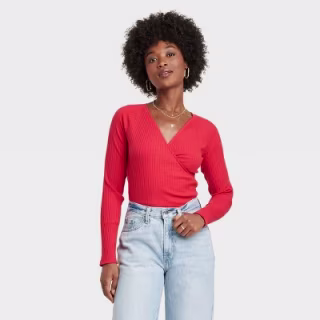Slim Fit Long Sleeve V-Neck Wrap Shirt